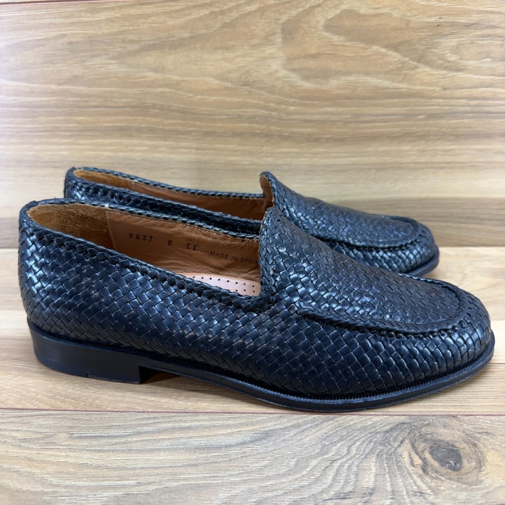 ET Wright Masters Collection Woven Loafers Mens 8 EE Black Leather Perf Modern